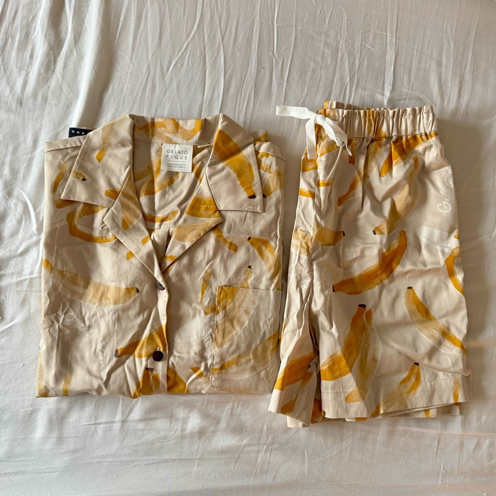 Gelato Pique Banana Pajamas Loungewear Set - One Size